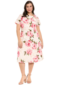 Colleen Neck Side Tie in Outlined Roses