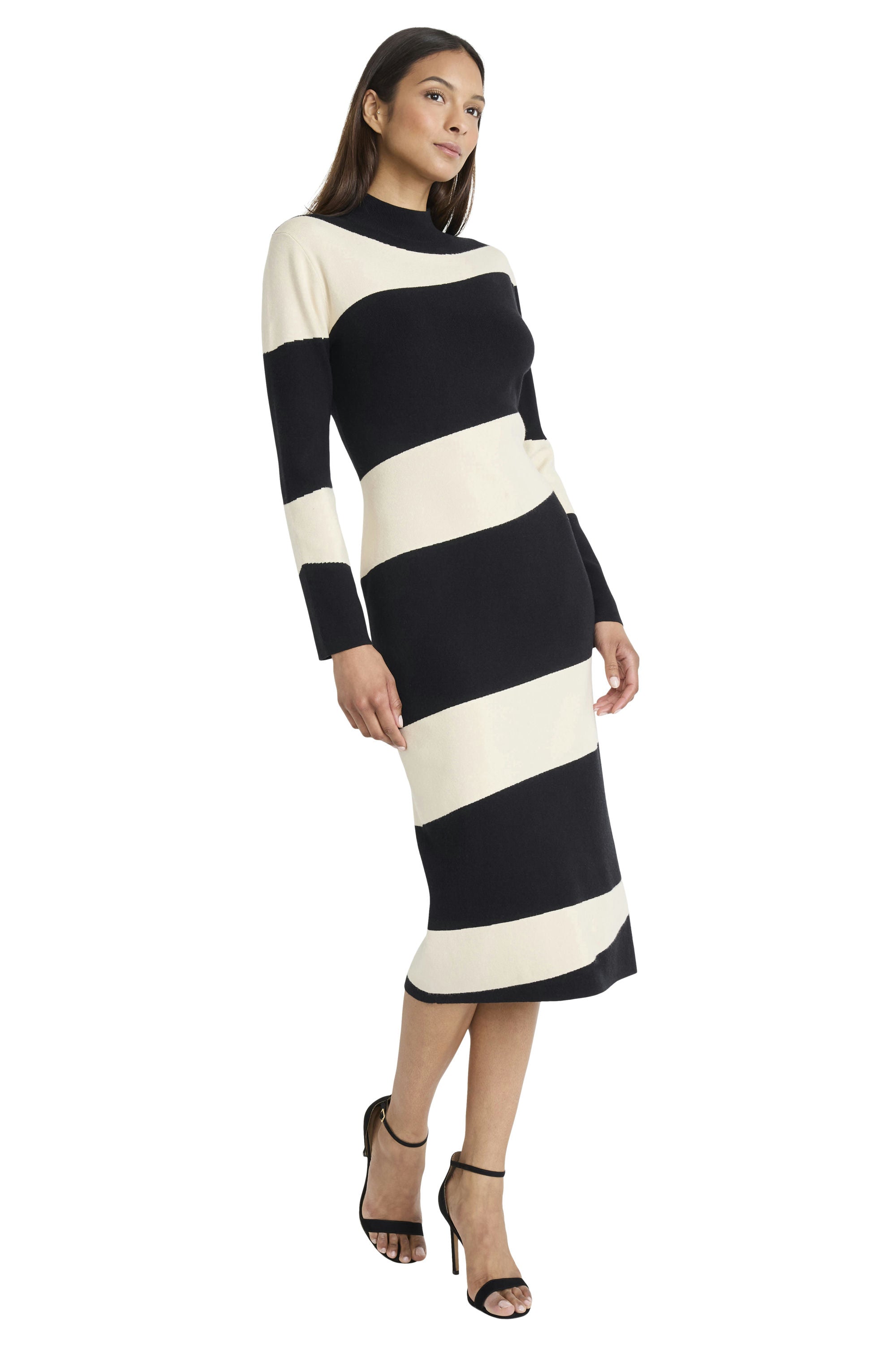 Ani Color Block Sweater Midi Dress Sheath Long Sleeve