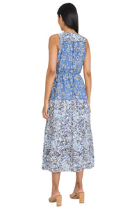 Cole Cotton High-Neck Sleeveless Tiered Midi