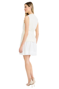 Deana Belted Linen Mini Dress with Cotton Skirt