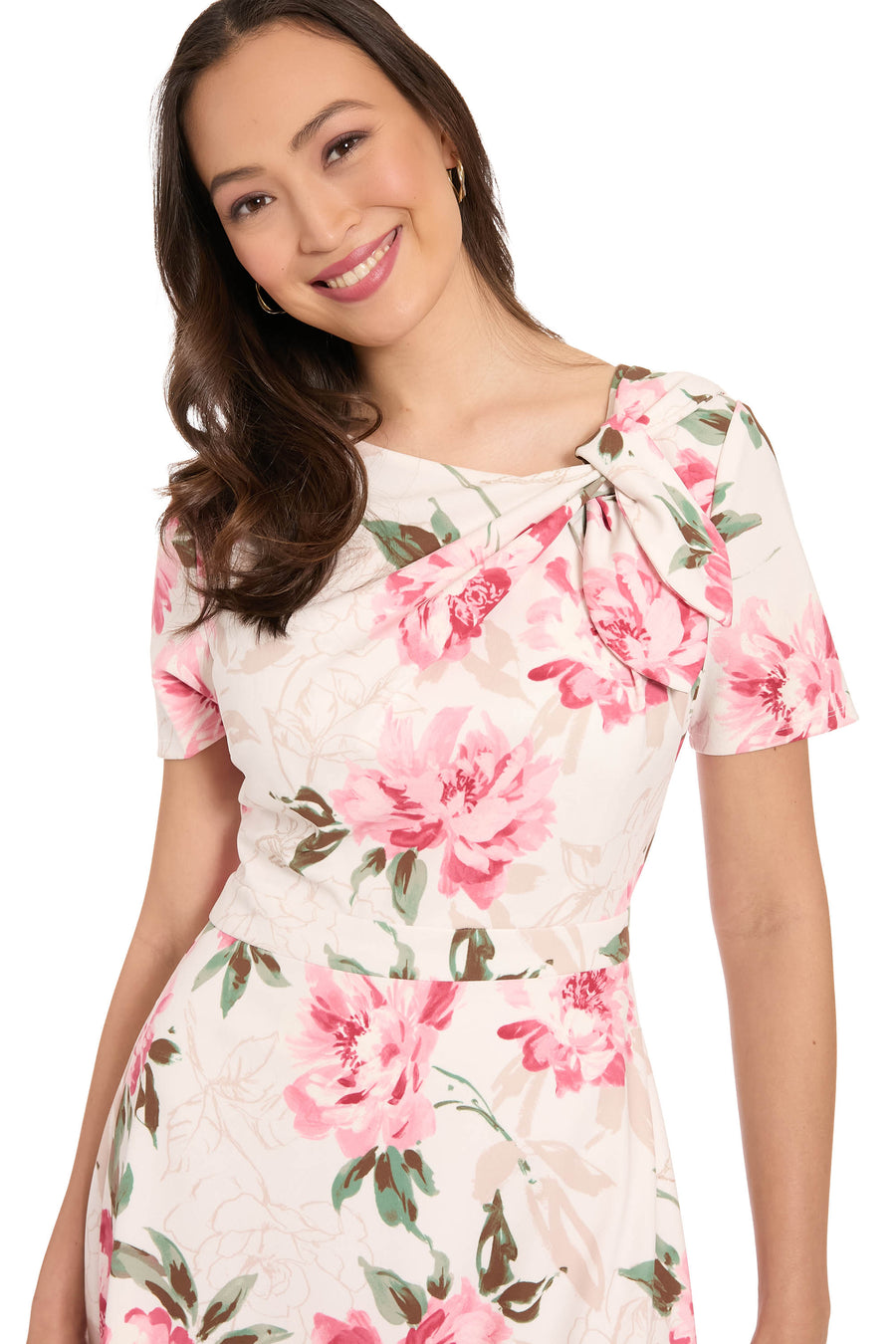 Colleen Neck Side Tie in Outlined Roses