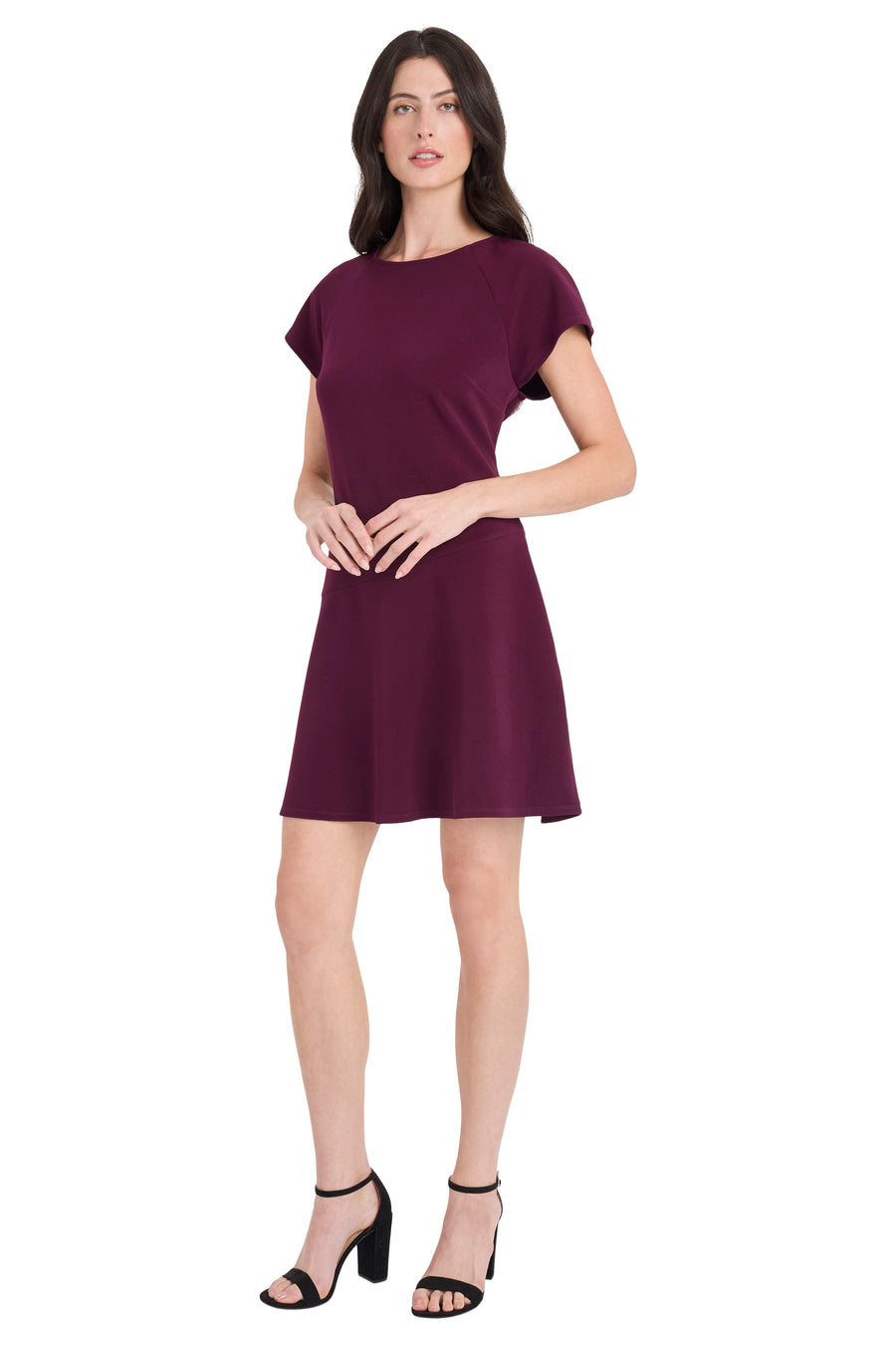 Zyra Cap Sleeve Crew Neck Mini Dress