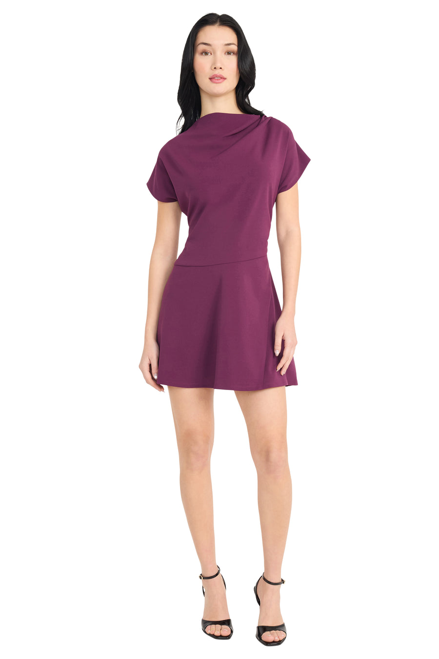 purple cowl neck mini dress Plunge Halterneck Cowl Front Mini Dress In Purple Sequin | EGO US