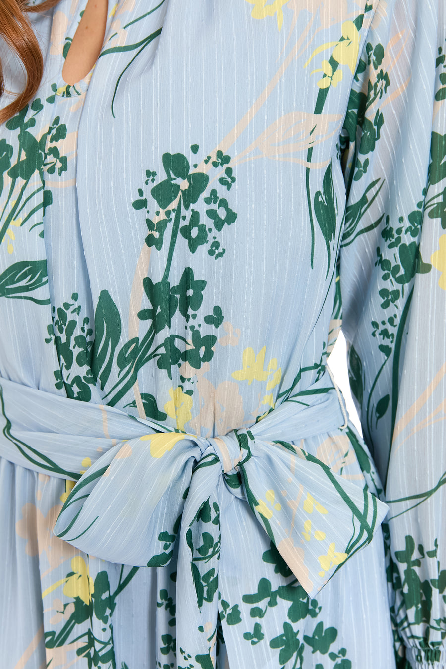 Alana Long Bishop Sleeve Keyhole Dress