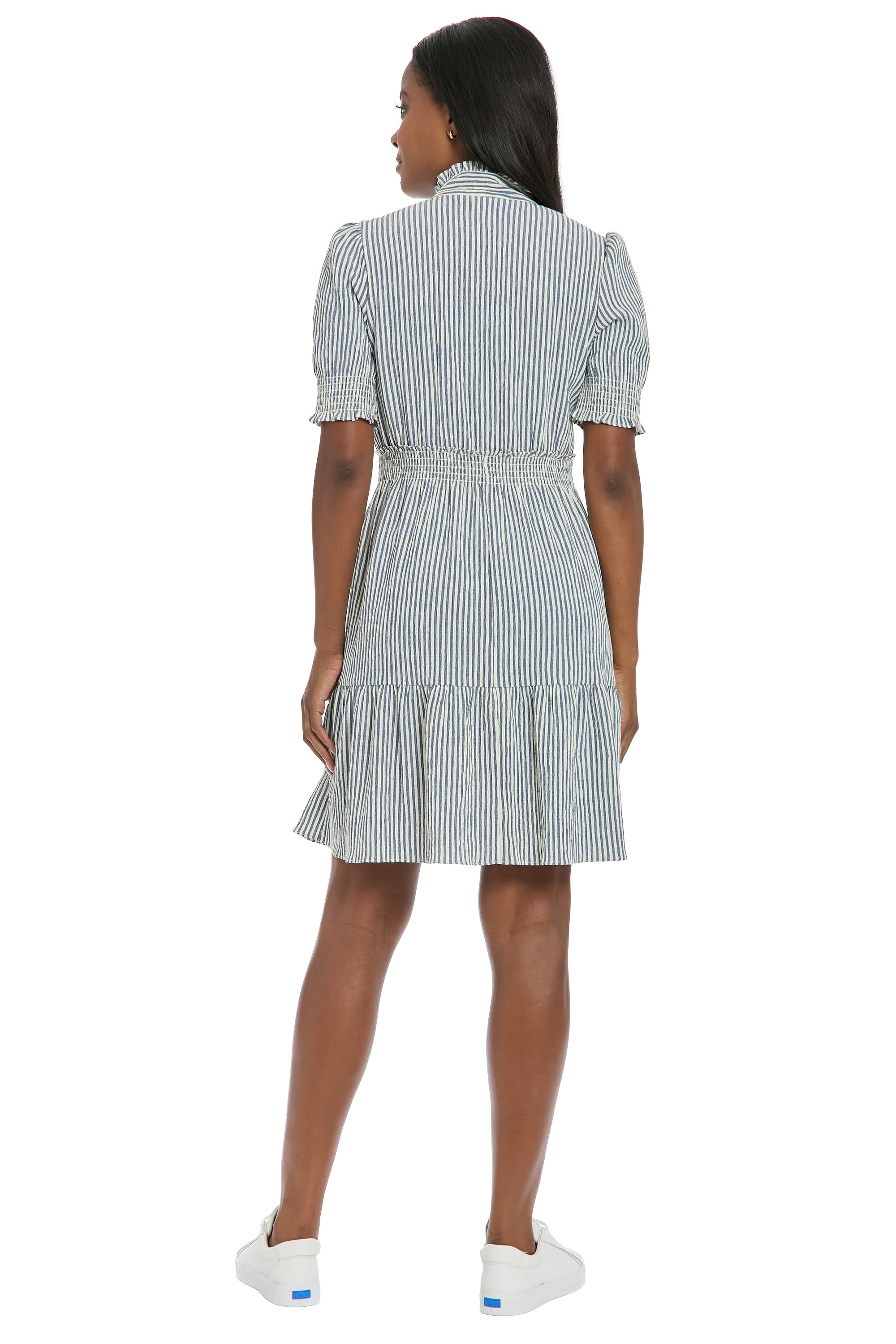 Nevis Puff Sleeve Mini Fit and Flare Long Sleeve Dress | London