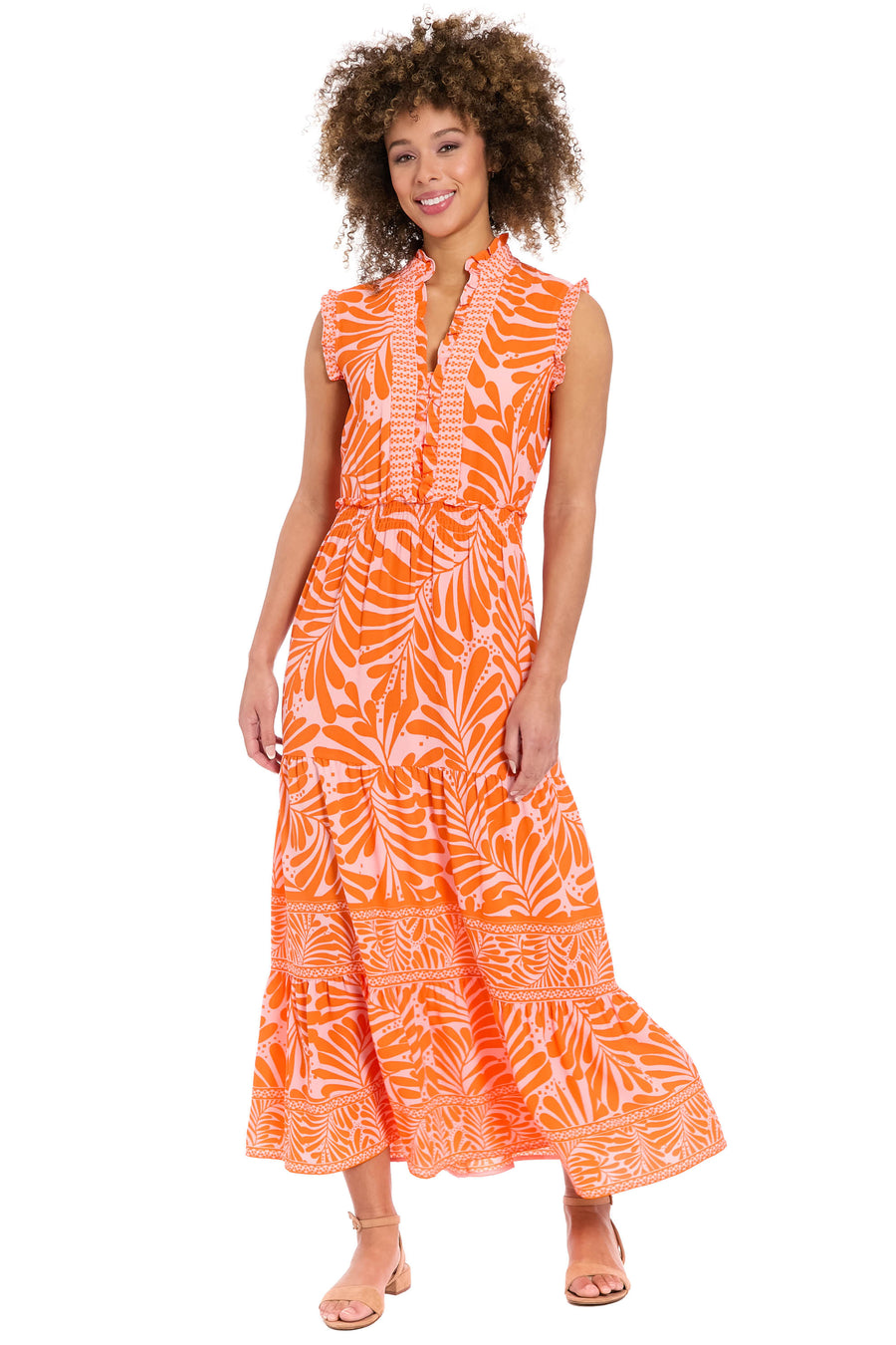 Consuela Sleeveless Maxi in Leaf Print