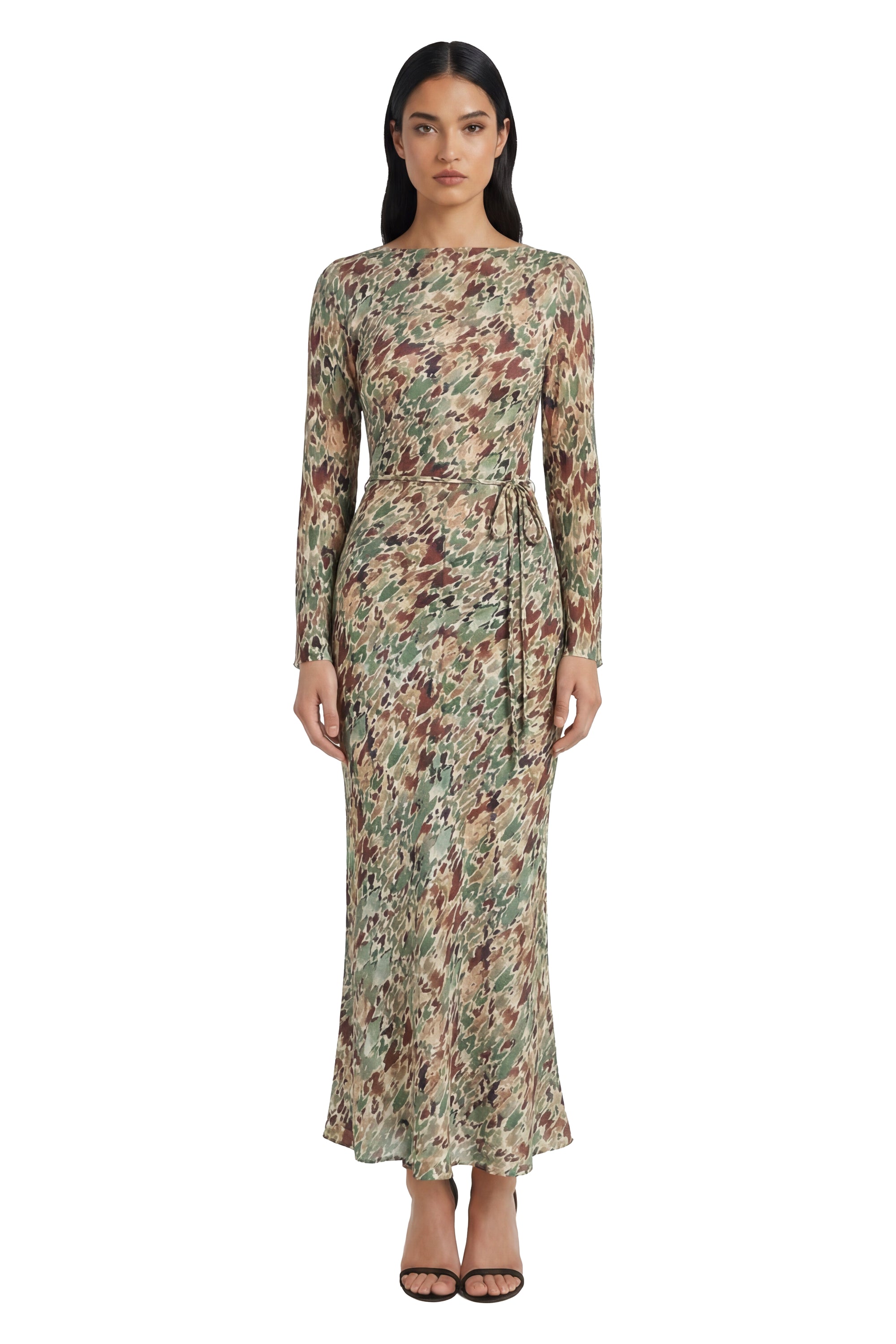 Puff Draped SLv Jewel Neck Ruched Midi – Maggy London