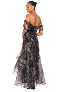 Kiera Off the Shoulder Cascading Ruffle Gown