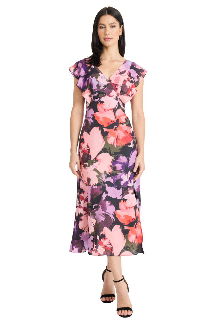 Shira Empire Midi Extended Ruffle Sleeves Dress Shira Empire Midi Extended Ruffle Sleeves Dress