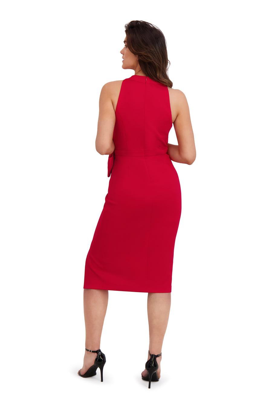 Isadora Wrap Style Midi Dress A-Line Sleeveless | London Times Maggy London Isadora Wrap Style Midi Dress A-Line Sleeveless | London Times Maggy London