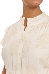 Debby Ruffle Neck Maxi Shirtdress