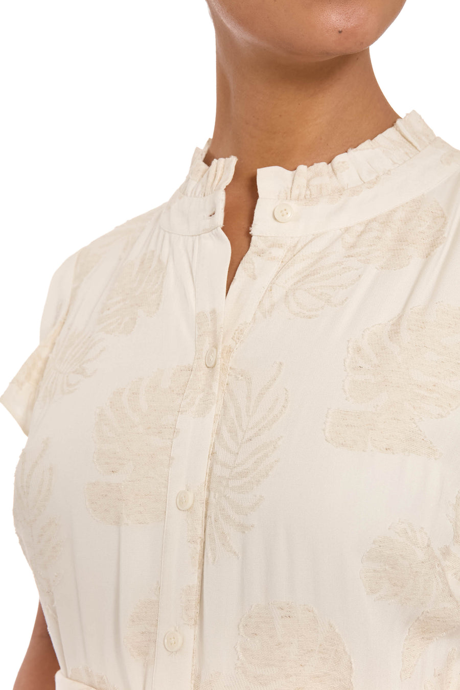 Debby Ruffle Neck Maxi Shirtdress