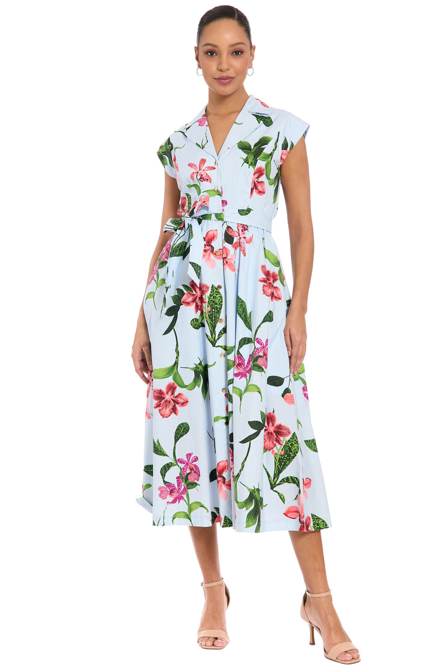 belted cotton shirt dress Supima Cotton Belted Windowpane Shirt Dress