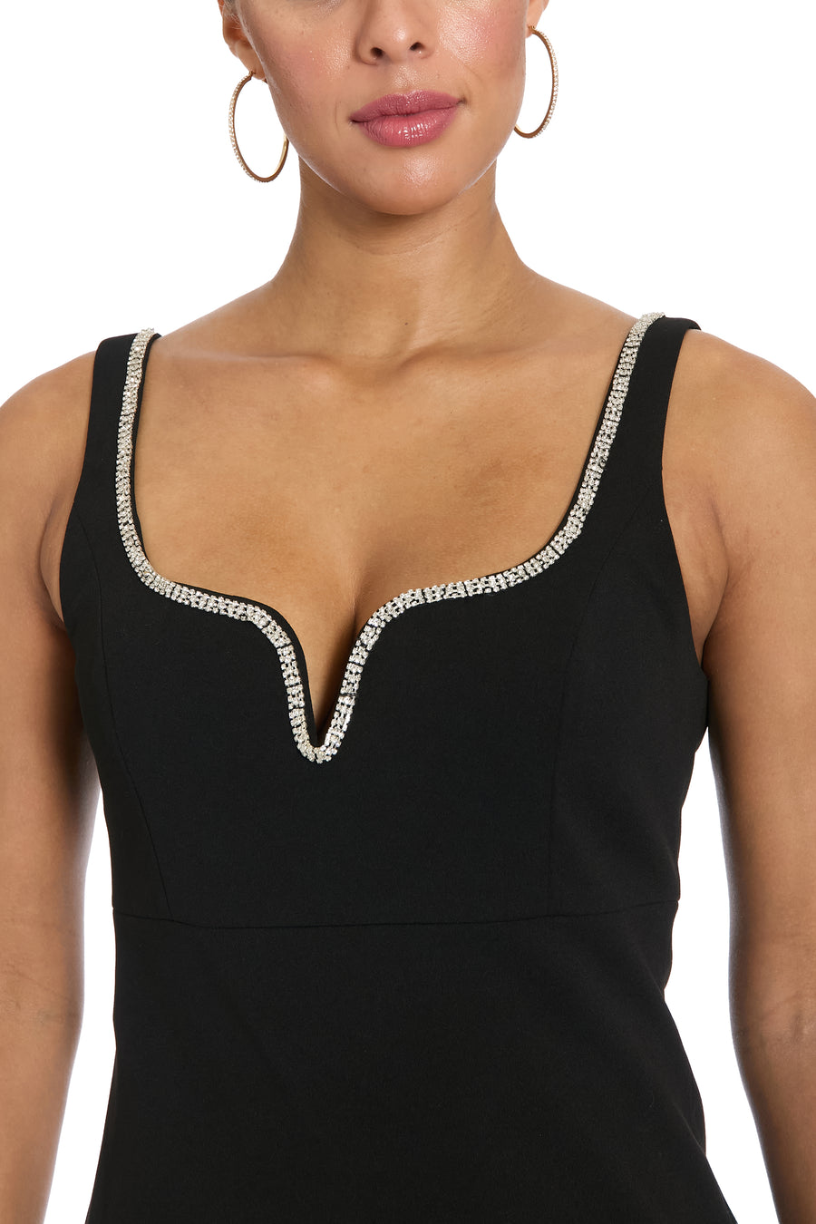 Soho Rhinestone Neck Trim Fitted Top