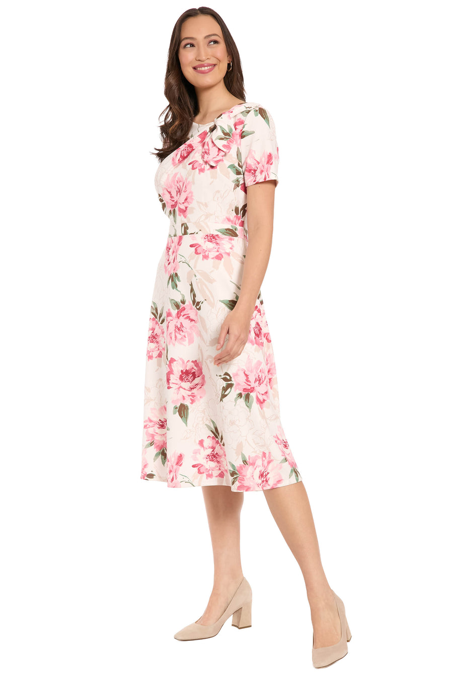 Colleen Neck Side Tie in Outlined Roses
