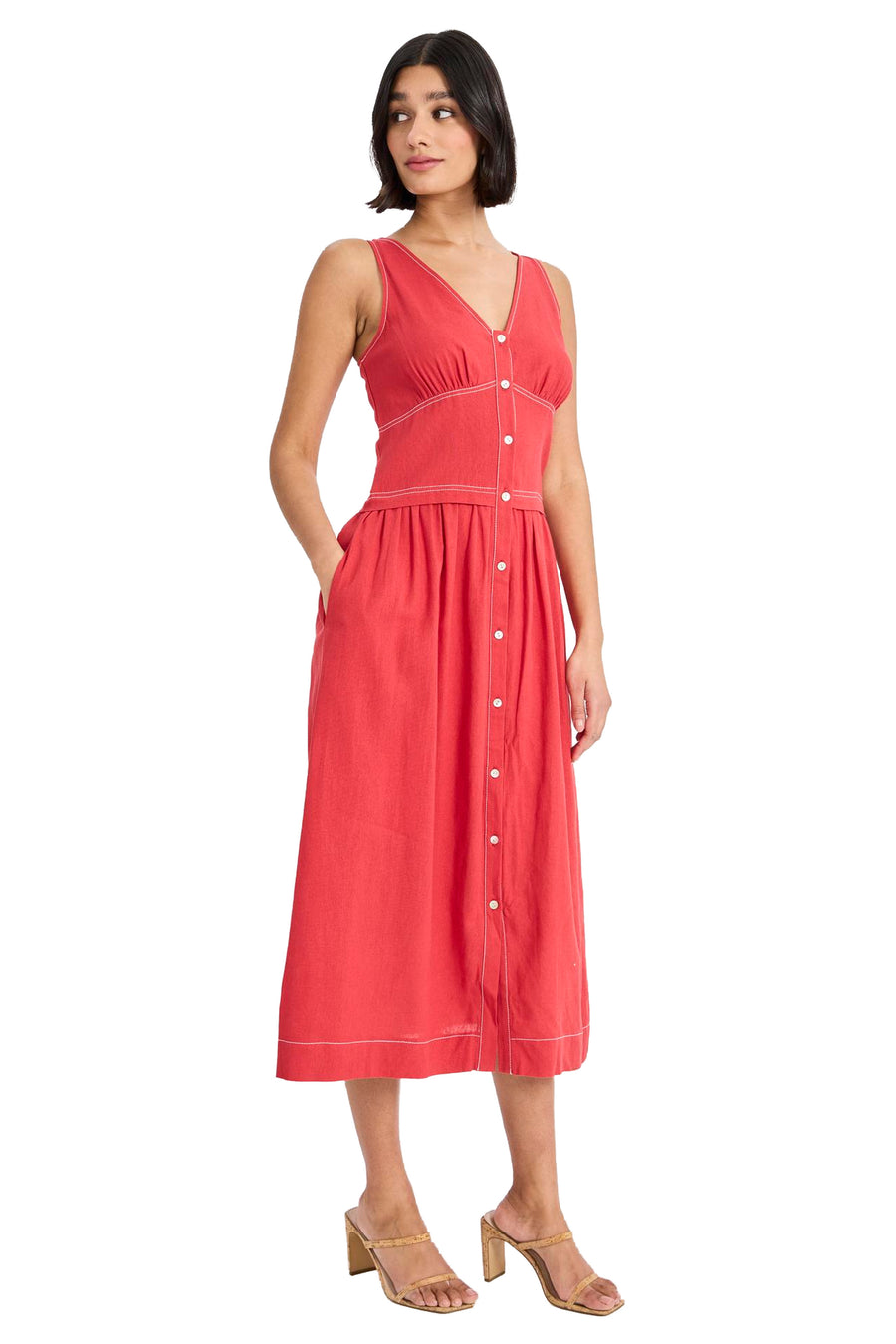 Albert Linen Midi with Topstitching