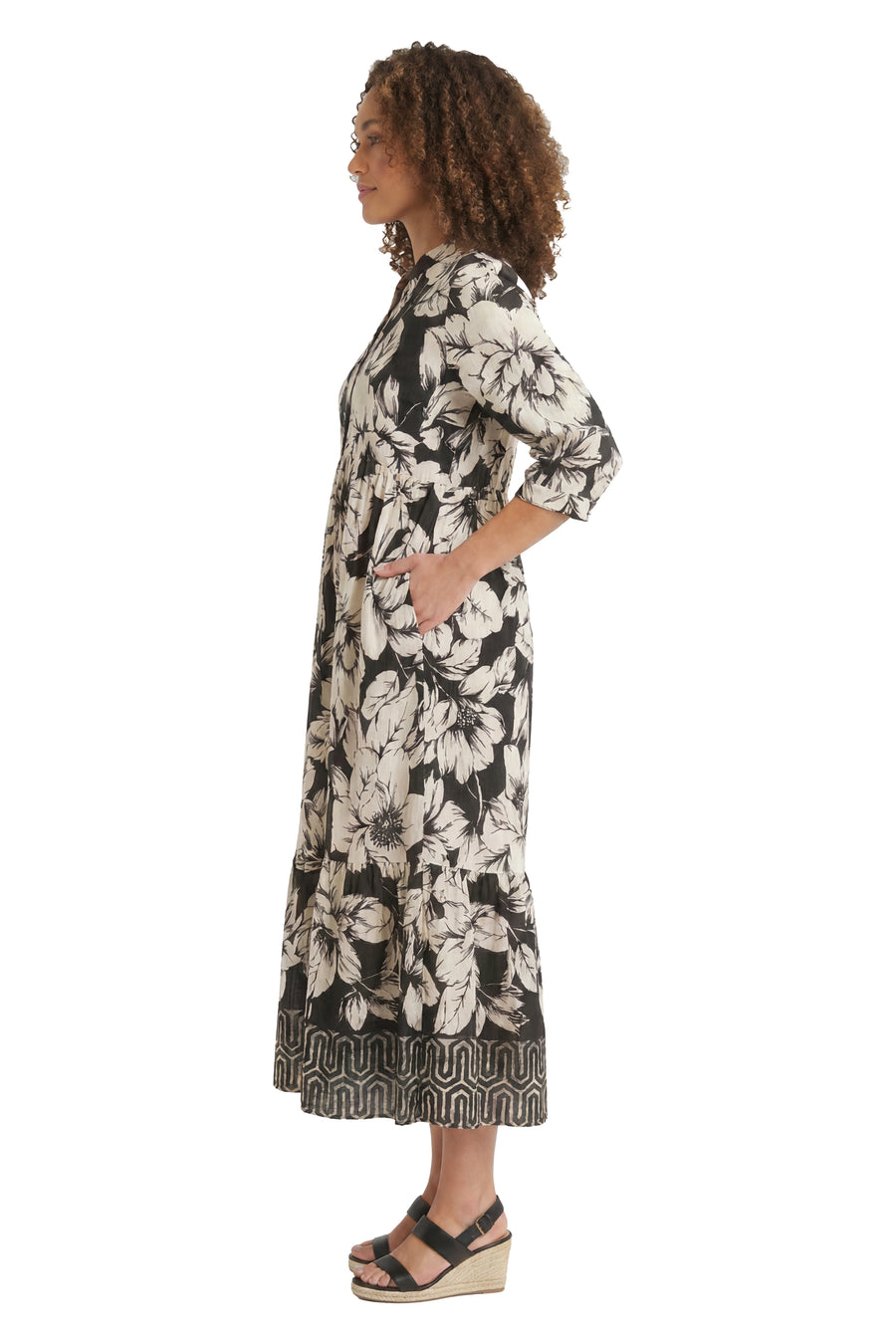 Cecil Elbow Sleeve Tiered Midi