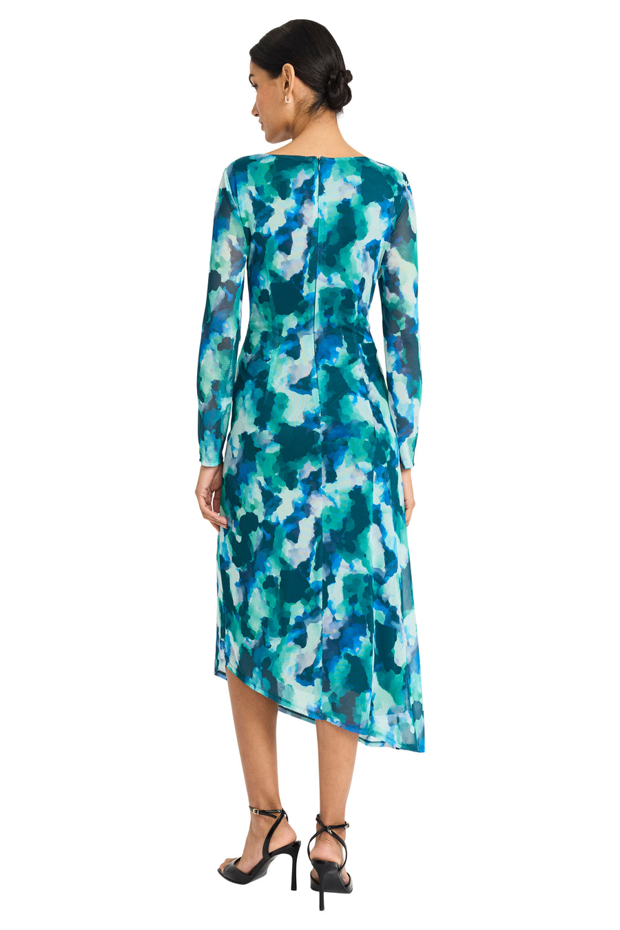 ASYMMETRIC DRAPED BOAT NECK MIDI DRESS Maggy London ASYMMETRIC DRAPED BOAT NECK MIDI DRESS Maggy London