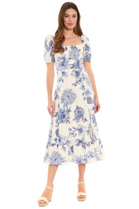 Kristin Short Sleeve in Tropical Toile Linen