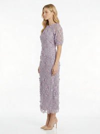 Marigold Dress Textured 3D Embroidered Midi