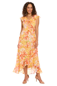 Alessandra Ruffle Faux Wrap Dress in Happy Floral - FINAL SALE