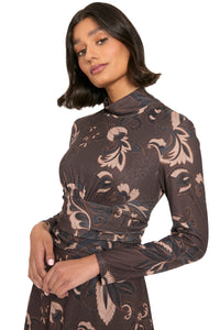 Vanica Mock Neck Ruched Dress