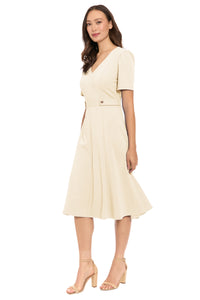 Quill V-Neck Side Tab Dress in Classic