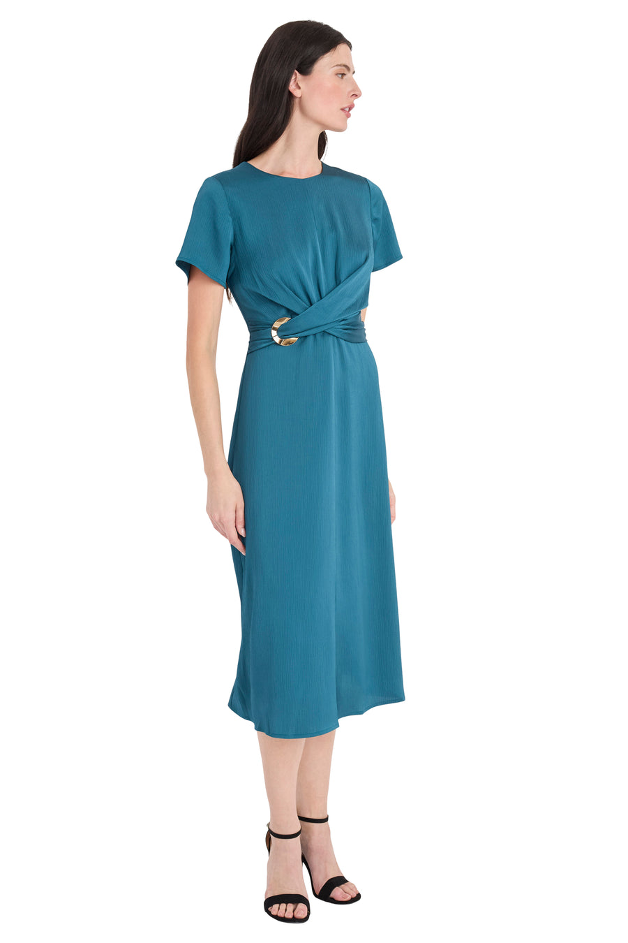 Arianne Gold Waist Detail Midi Dress A-Line | Maggy London Arianne Gold Waist Detail Midi Dress A-Line | Maggy London