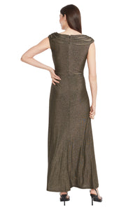 Shannan Metallic Knit Cowl Neck Gown