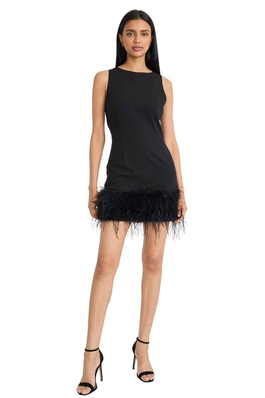 Donna Morgan Women's Feather Trim Mini Dress - Black - Size 16 Donna Morgan Women's Feather Trim Mini Dress - Black - Size 16