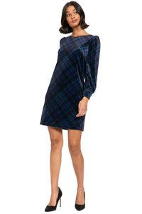 Madilyn Printed Velvet Long Sleeve Dress