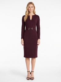 Ginevra Belted Long Sleeve Sheath