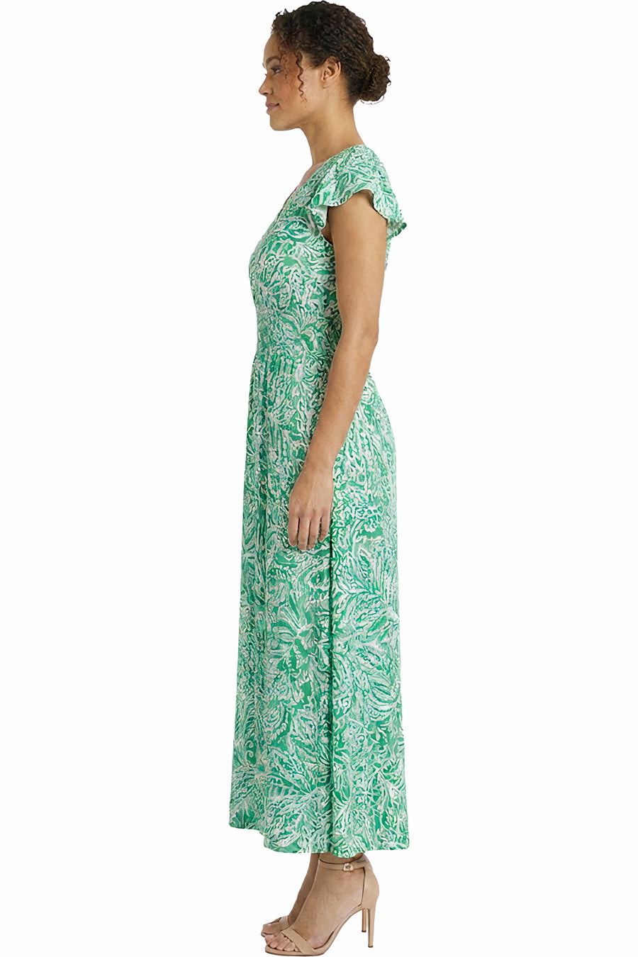 Tay in Linear Floral Maxi Flutter Sleeve Dress - FINAL SALE