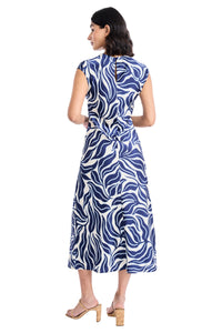 Aggie Graphic Print Cap Sleeve Midi Dress