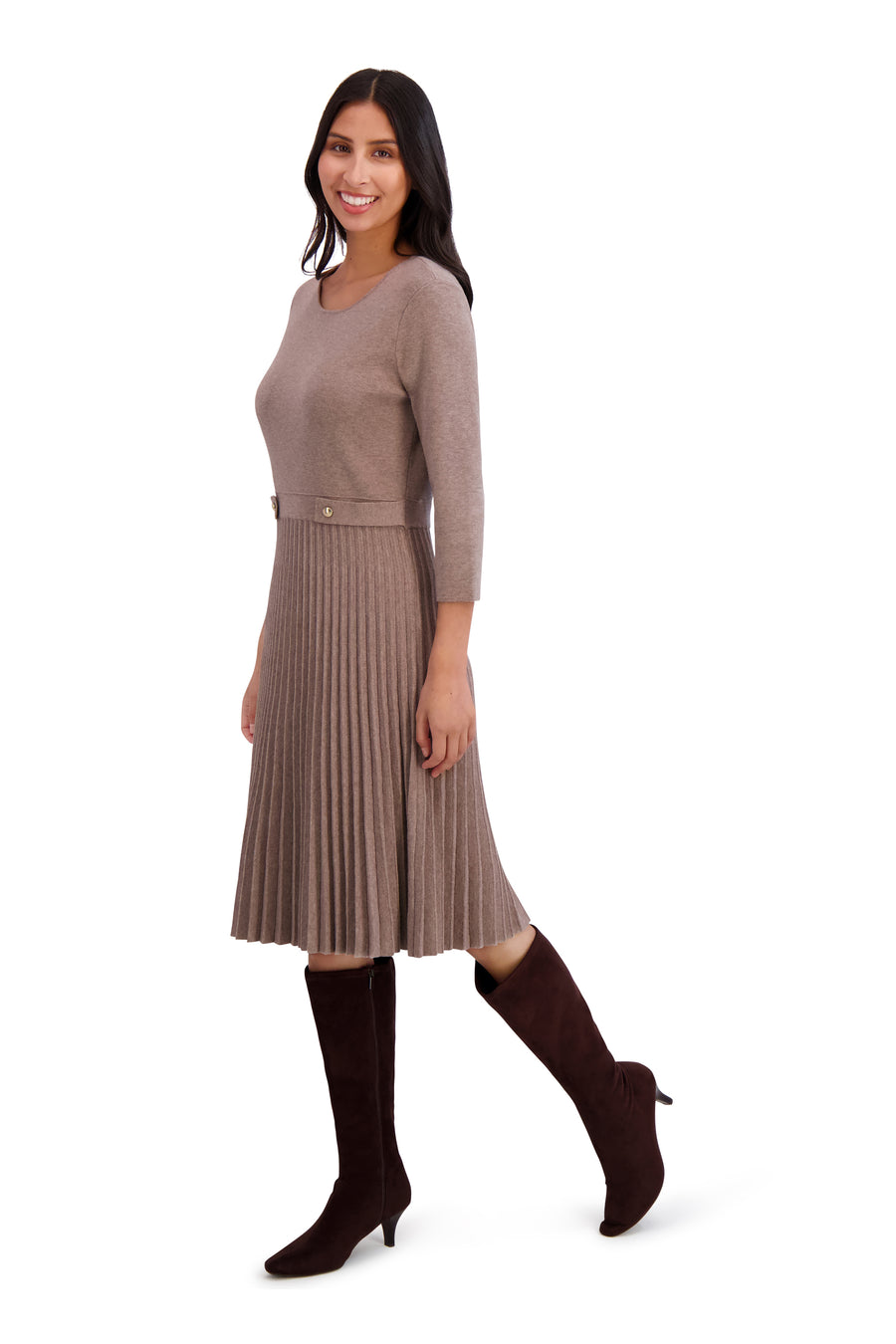 Ulani Side Tab Pleated Sweater Dress