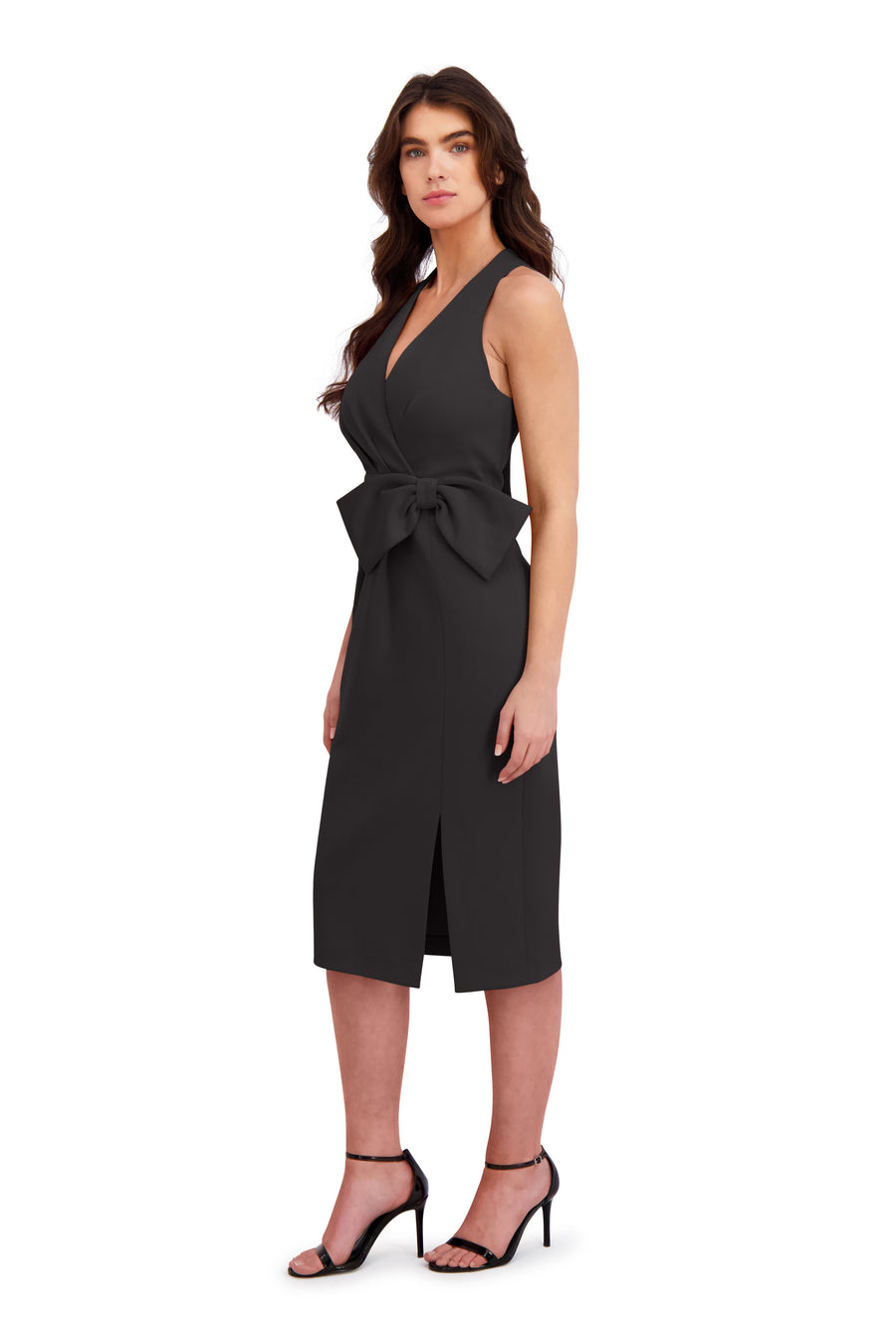 Isadora Wrap Style Midi Dress A-Line Sleeveless | London Times Maggy London Isadora Wrap Style Midi Dress A-Line Sleeveless | London Times Maggy London