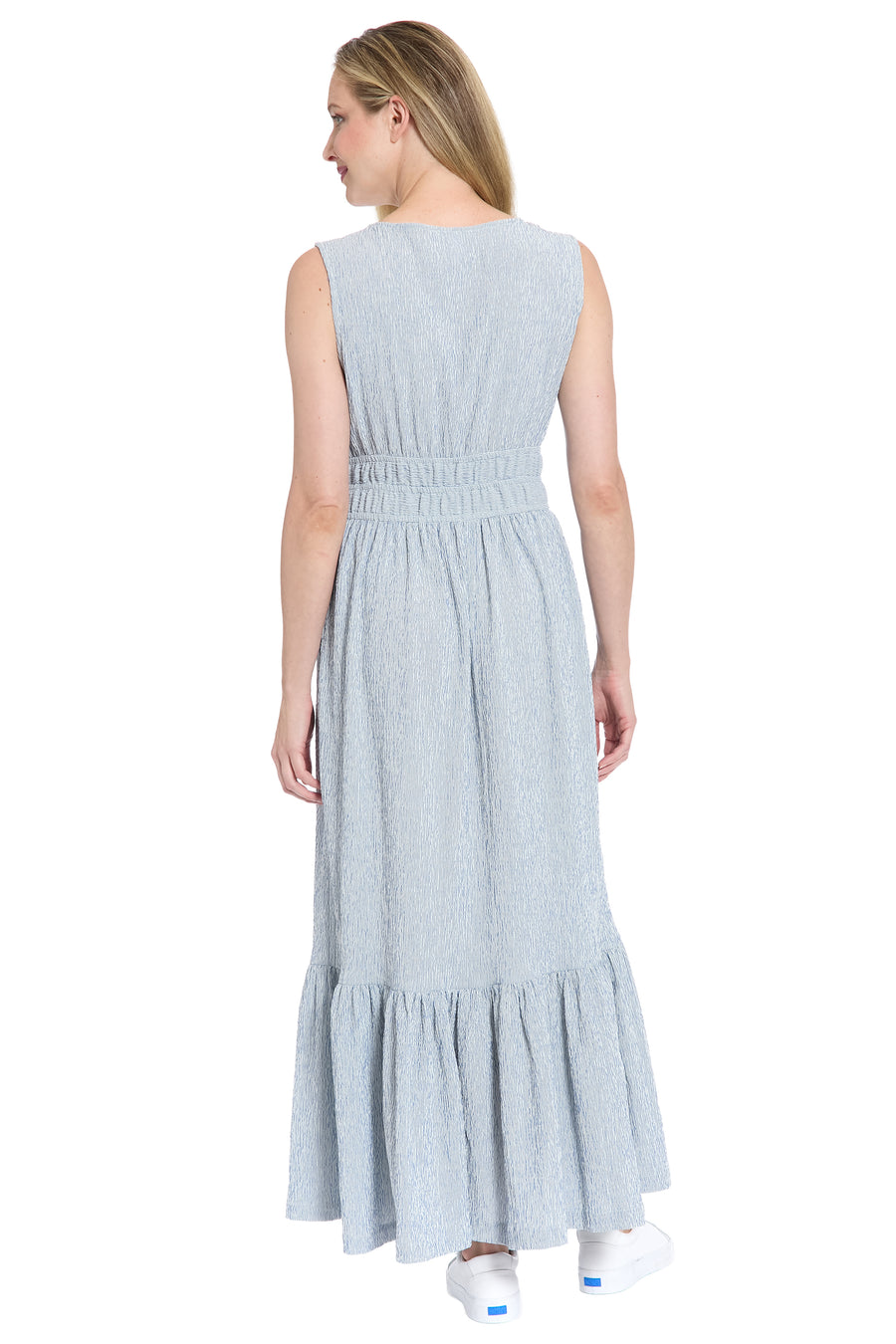 Lorene Seersucker Smocked Waist Maxi