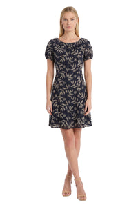 Mariel Puff Sleeve Dress in Embroidered Cotton