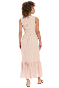 Lorene Seersucker Smocked Waist Maxi