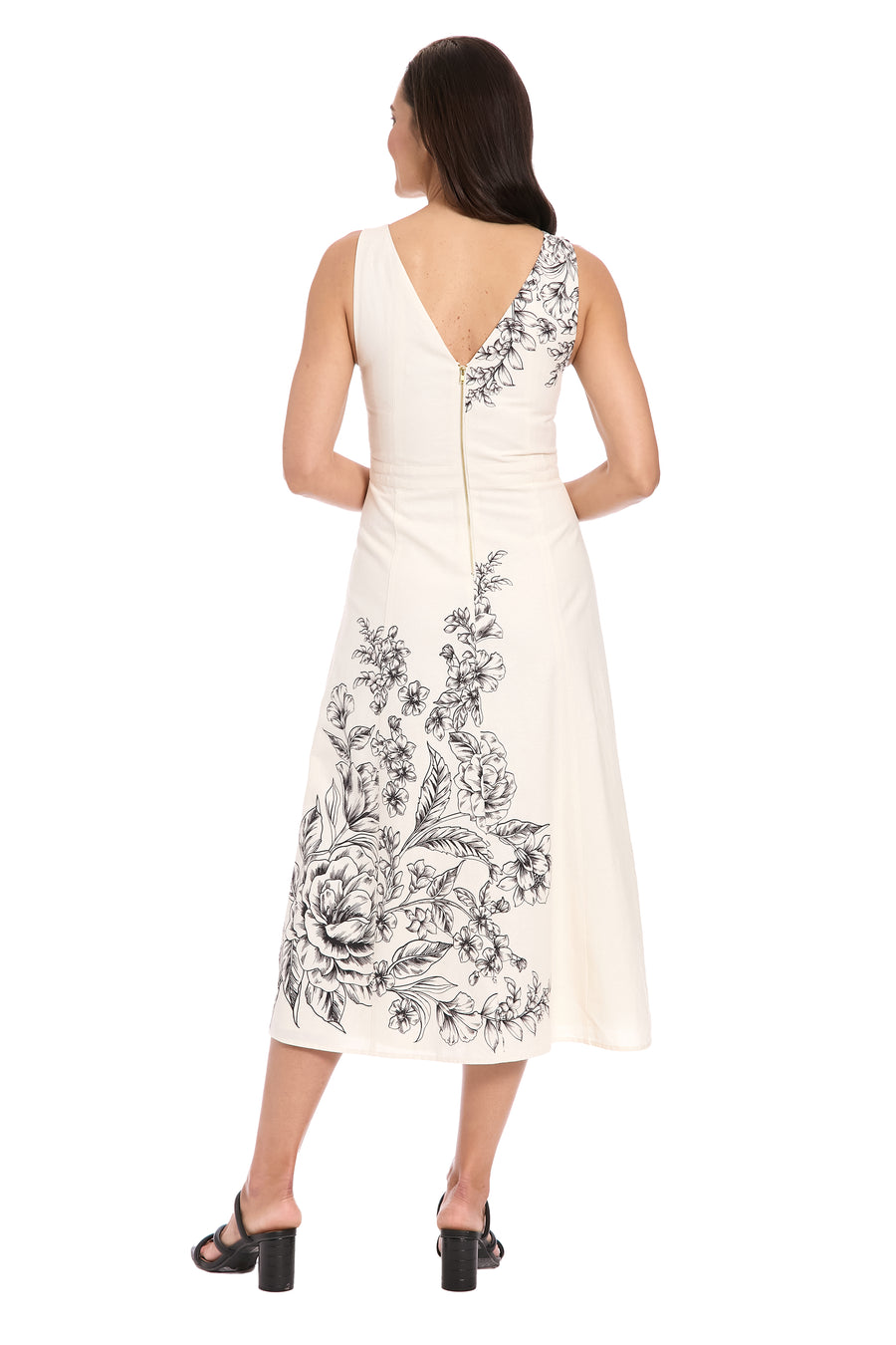 Debbie Sleeveless Graphic Print Midi Dress