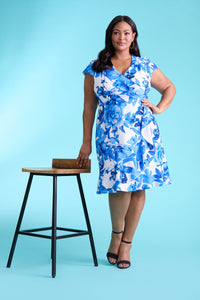Anne Cap Sleeve Flounce Hem Dress in Floral Palm - FINAL SALE