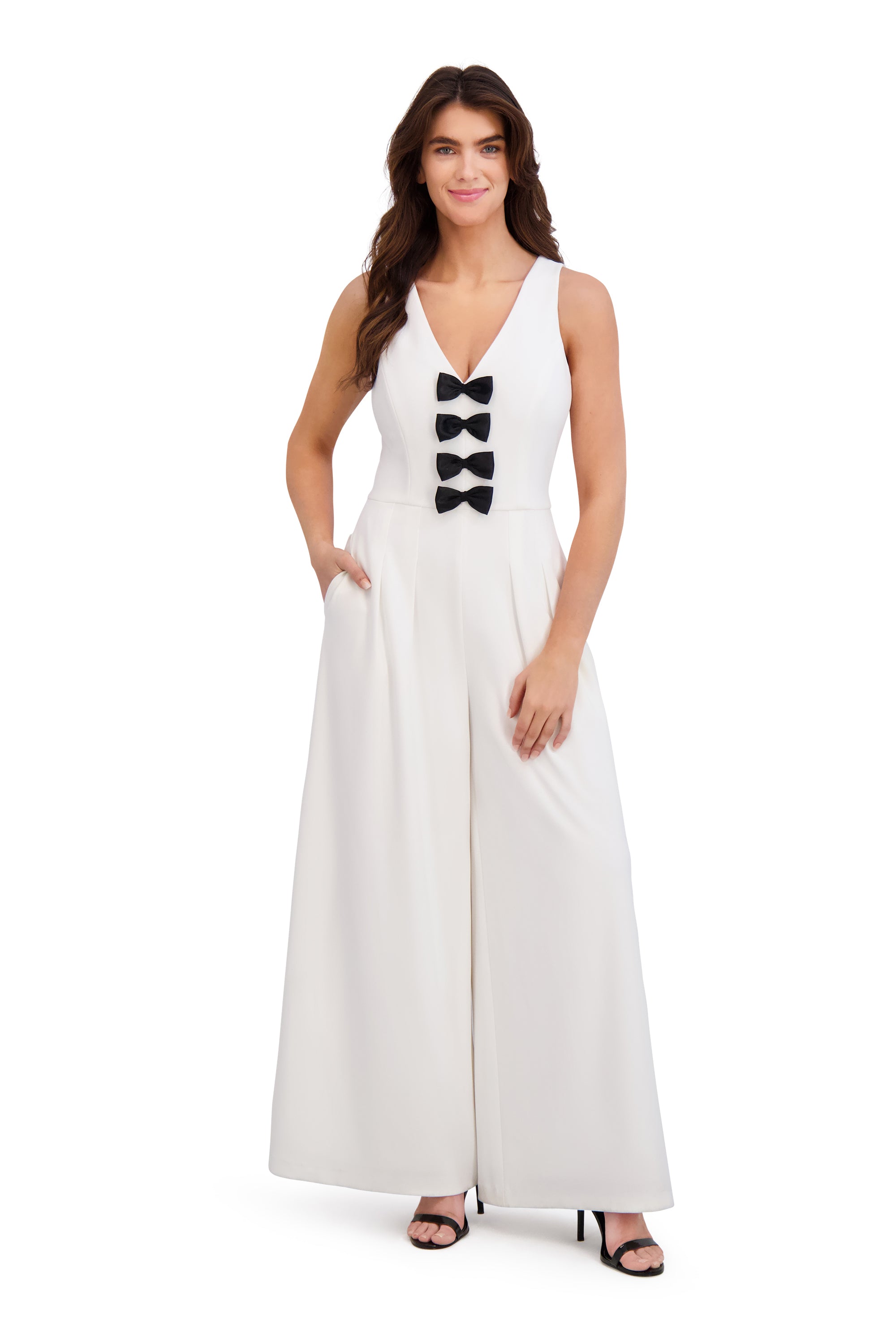 Cayla Pleated V-Neck Wide Leg Jumpsuit