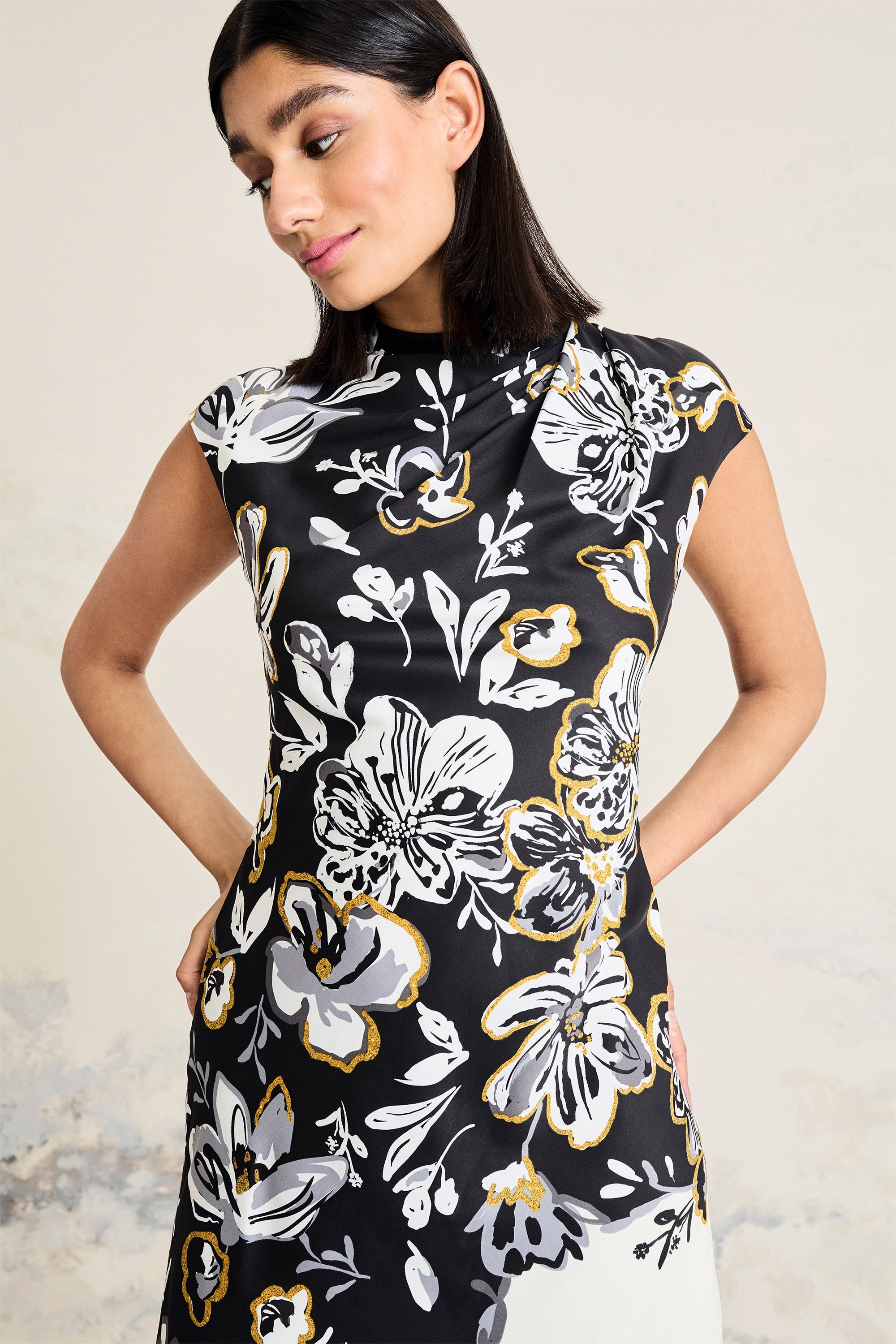 Alix Floral Print Fitted Maxi Dress