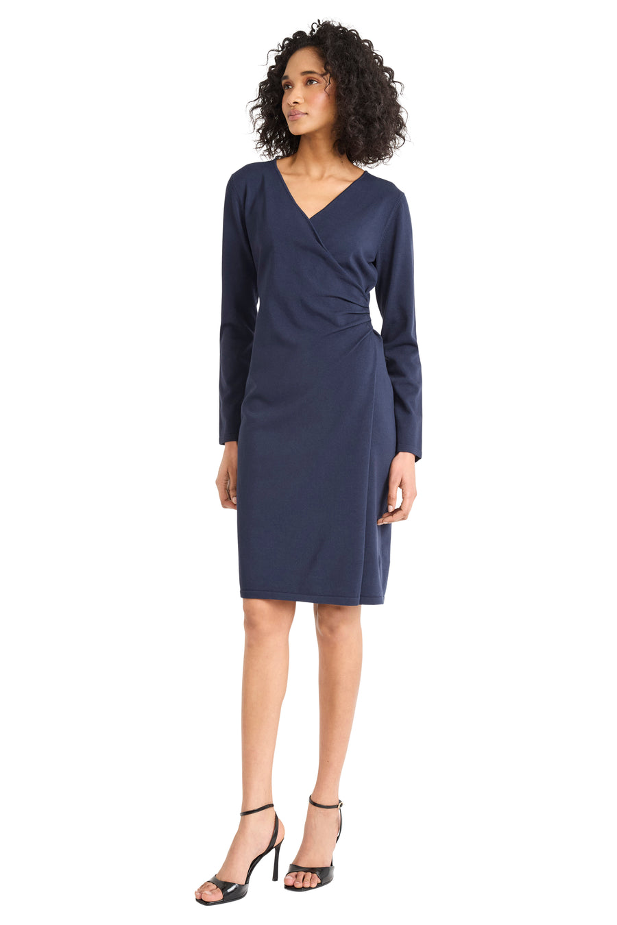 Solana V-Neck Sweater Dress Sheath Long Sleeve Midi | Maggy London AUBERGINE / Standard / s Solana V-Neck Sweater Dress Sheath Long Sleeve Midi | Maggy London AUBERGINE / Standard / s