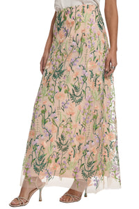 Constance Embroidered Floor Length Skirt in Summer Garden Embroidery