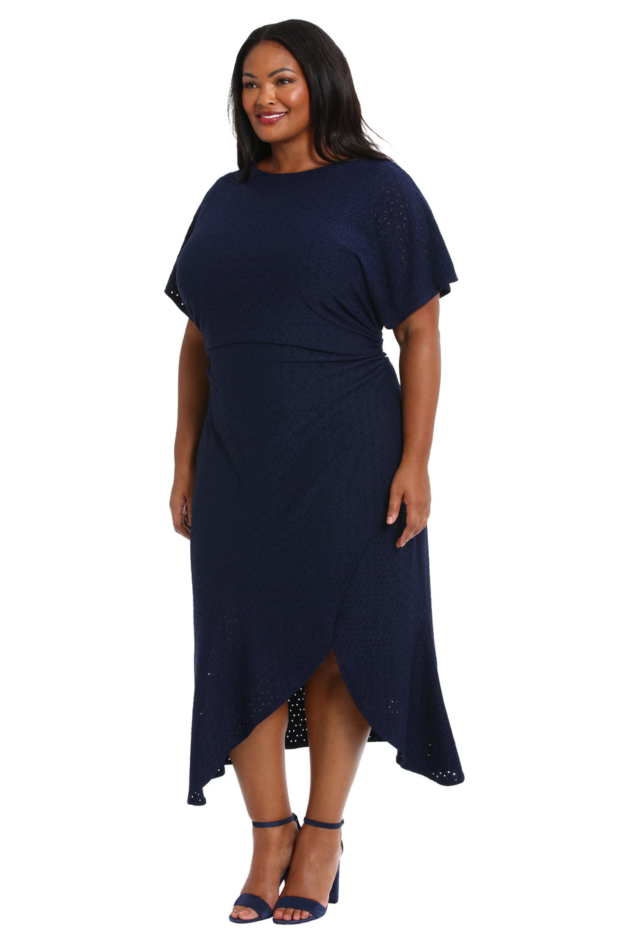 fitted lace wedding dress London Times Women's Eyelet Short Sleeve Tulip Hem Midi Dress - Blue fitted lace wedding dress London Times Women's Eyelet Short Sleeve Tulip Hem Midi Dress - Blue