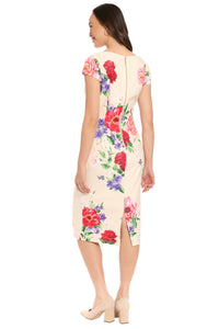 Bobbi Square Neck Cap Sleeve Sheath Midi Dress