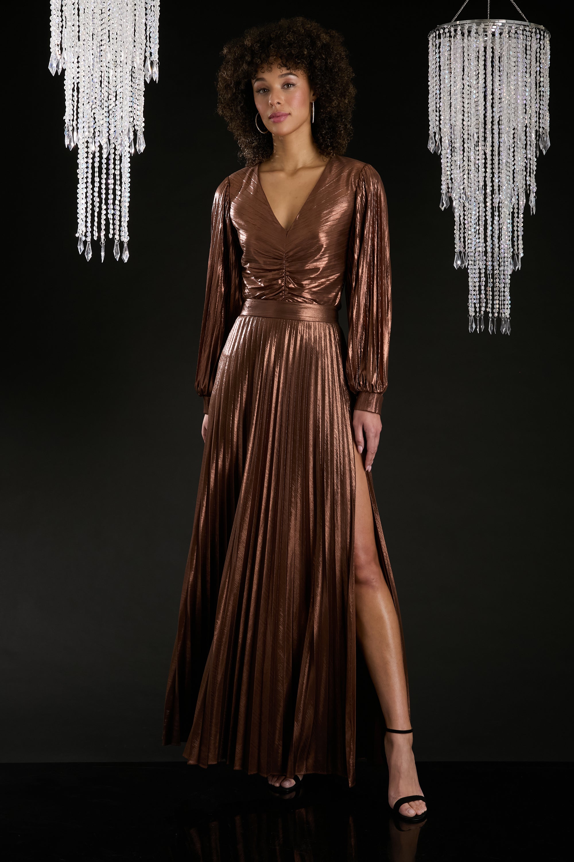 Malba Metallic Pleated Maxi Skirt skirt