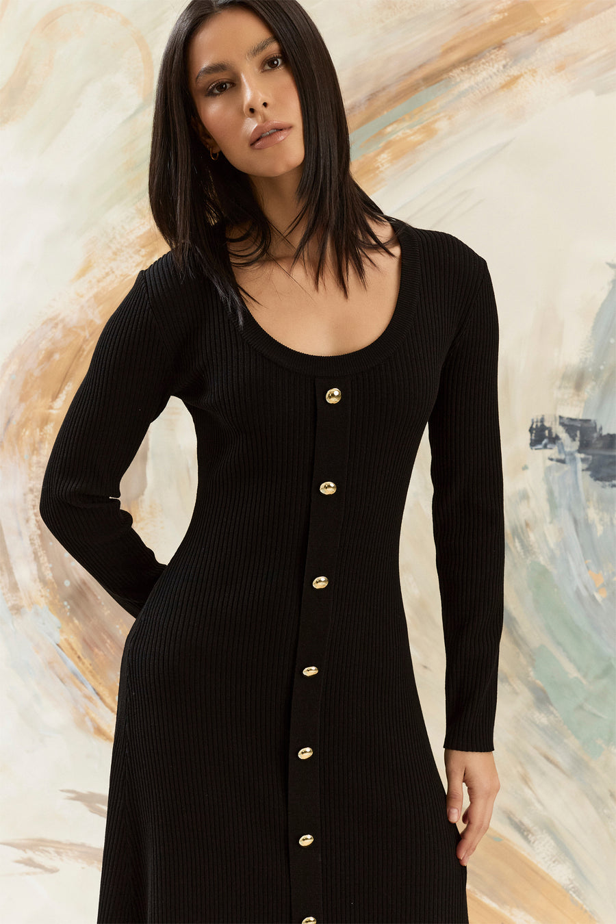 Amal Button Front Sweater Dress