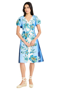 Mariel Puff Sleeve Midi in Bayside Blooming